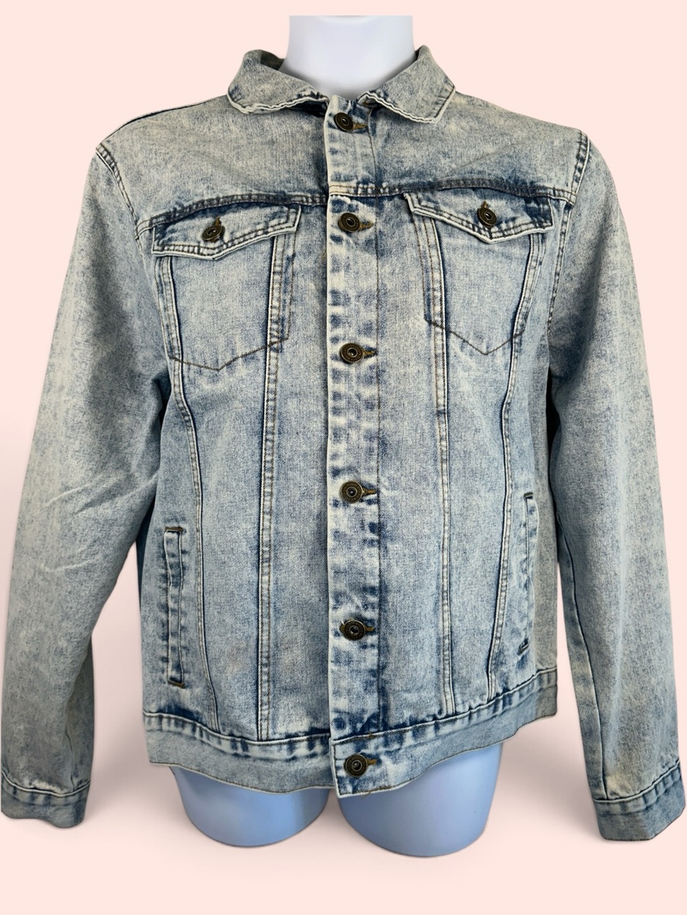 Brooklyn Cloth Women’s Size Large Light Blue Acid Wash Denim Jean Jacket